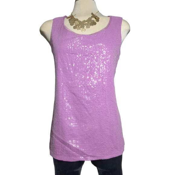 VOLDWATER Purple Sequin Sleeves Top Size M - Picture 7 of 9